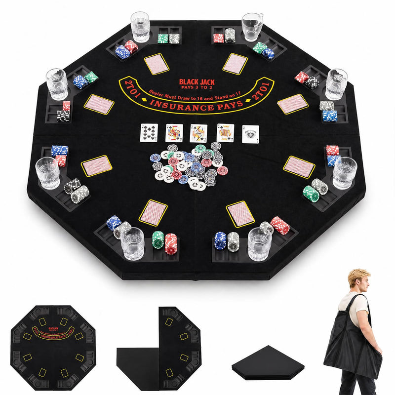 Load image into Gallery viewer, Goplus 48" Poker Table Top - 8 Player Foldable Texas Holdem Poker Table Topper