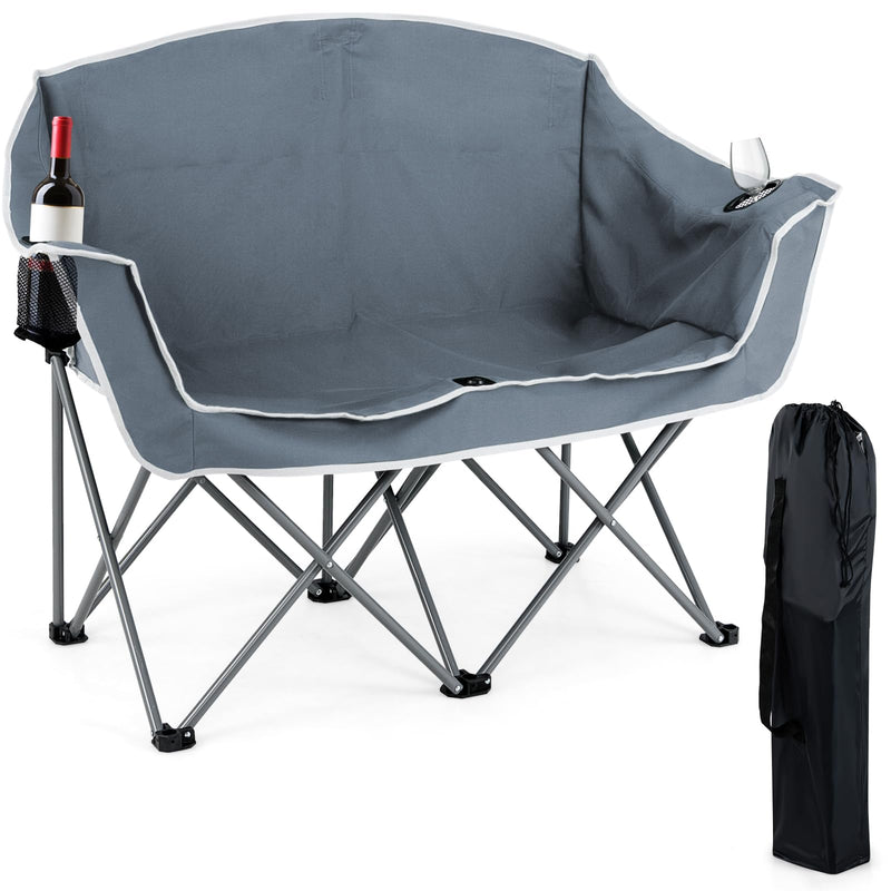 Load image into Gallery viewer, Goplus Folding 2-Person Couch w/2 Cup Holders Dual Back Pockets