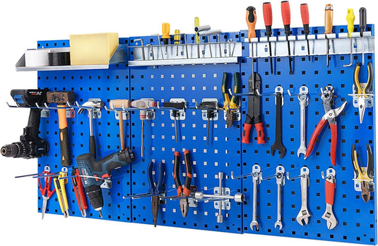 Goplus Pegboard Wall Organizer, 4ft Metal Garage Pegboard Tool Organizer