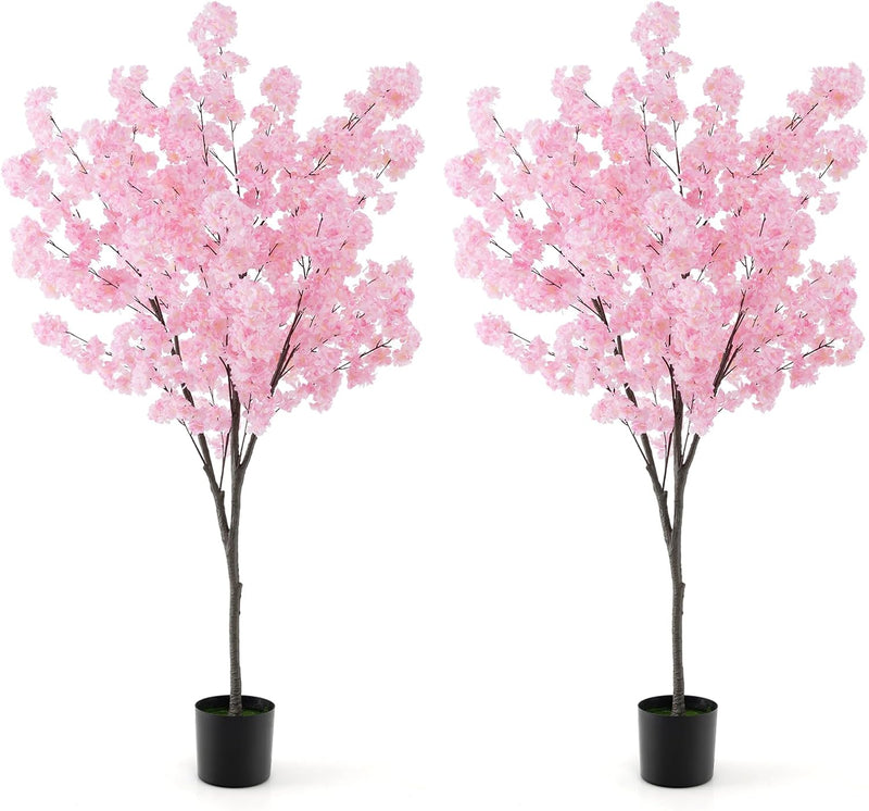 Load image into Gallery viewer, Goplus 6.5FT Artificial Cherry Blossom Tree, Pink Fake Flower Tree, Faux Floral Plant Blooming Tree in Cement Pot