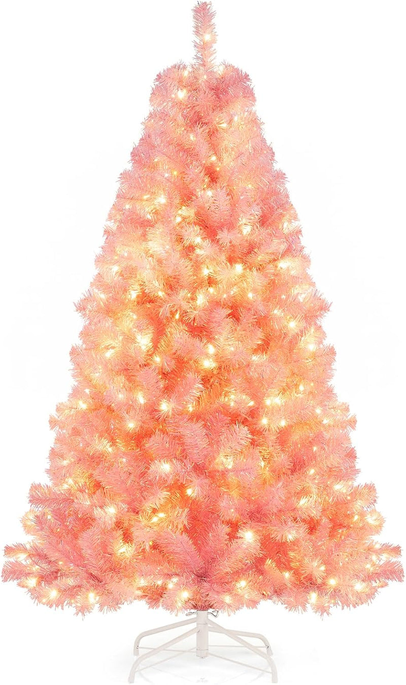 Load image into Gallery viewer, Goplus 6FT / 7.5FT Pre-Lit Tinsel Christmas Tree with Warm White LED Lights