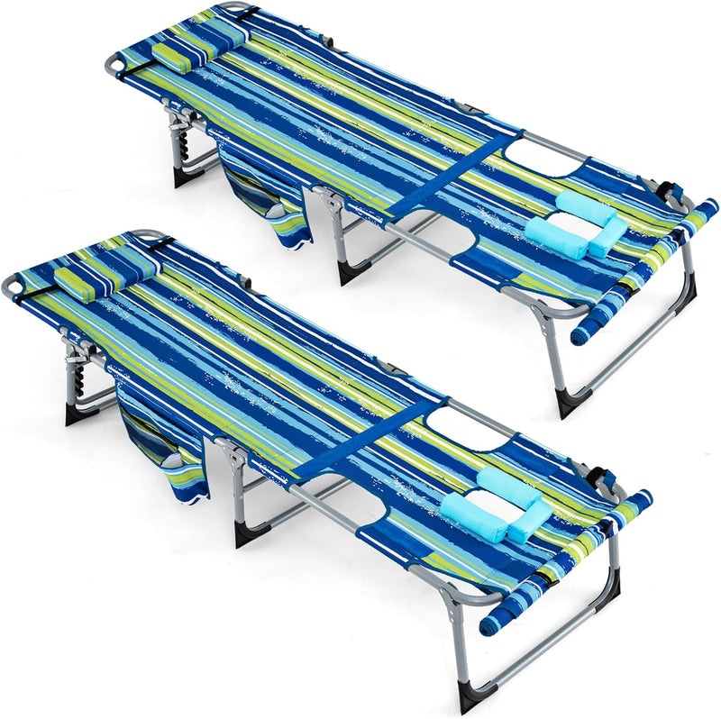 Load image into Gallery viewer, Goplus Lounge Chairs for Outside, 5-Position Tanning Chair w/Face & Arm Hole