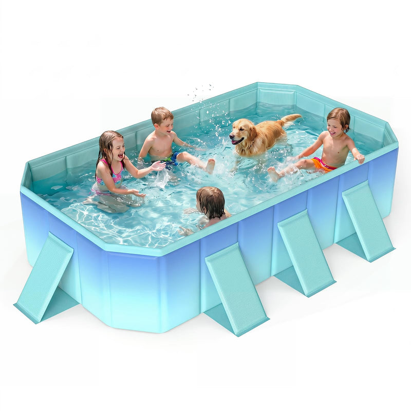 Load image into Gallery viewer, Goplus Foldable Portable Rectangle Around Ground Pool with 24 Hard Shell and Drain Hose