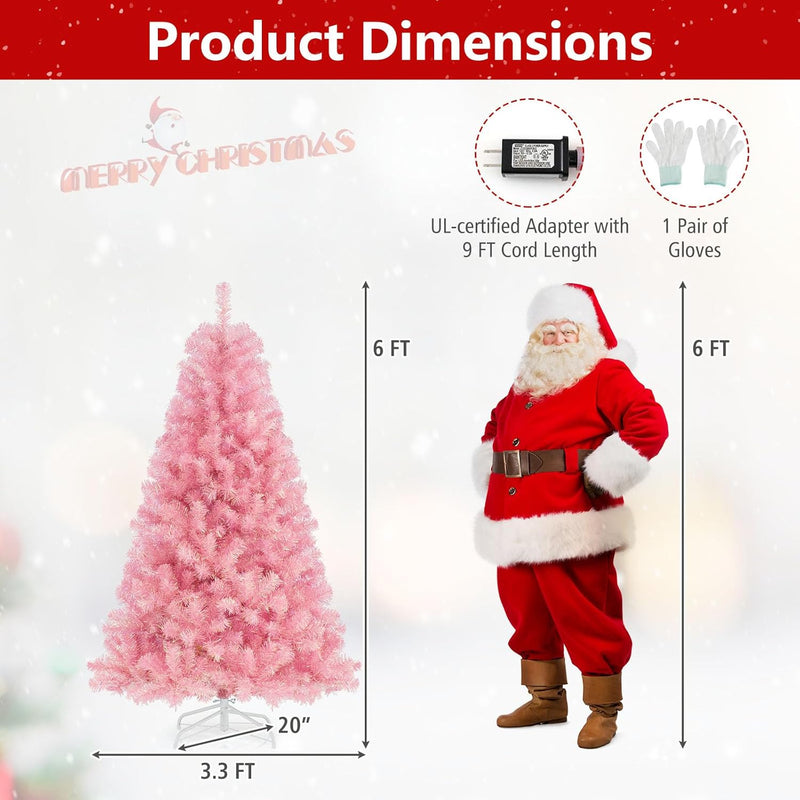 Load image into Gallery viewer, Goplus 6FT / 7.5FT Pre-Lit Tinsel Christmas Tree with Warm White LED Lights