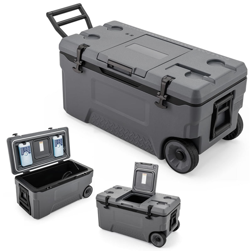 Load image into Gallery viewer, Goplus 53/74 QT Insulated Hard Cooler Portable Rolling Cooler w/Wheels