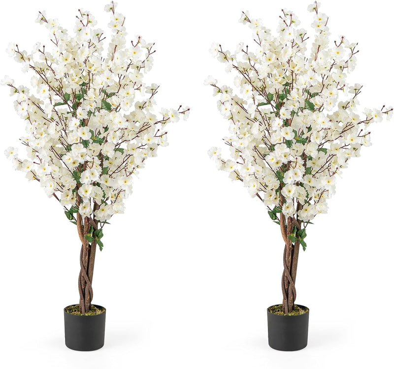 Load image into Gallery viewer, Goplus 47” Faux Plum Blossom Plant with White Fabric Flower
