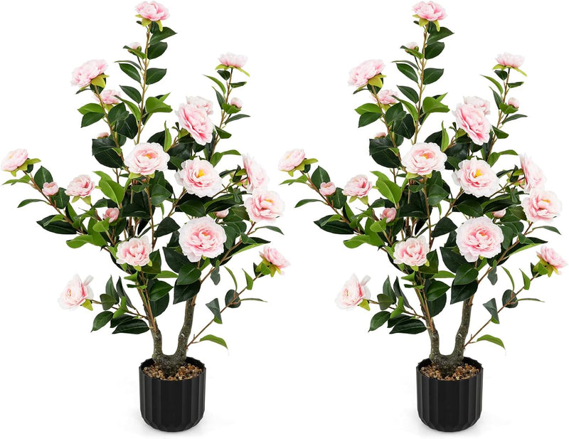 Load image into Gallery viewer, Goplus 38" Artificial Camellia Tree Flower Plants Artificial Tree