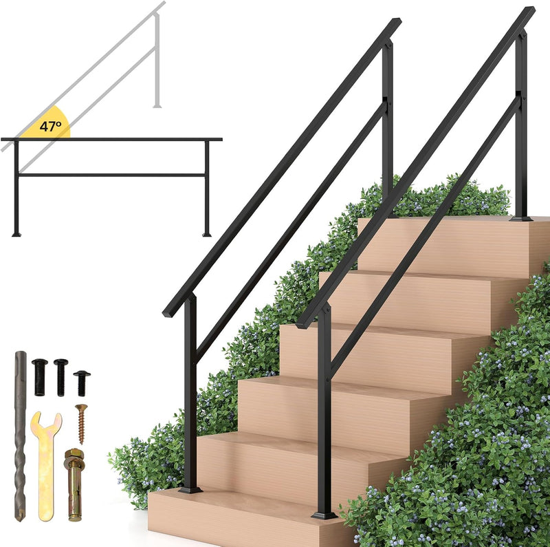 Load image into Gallery viewer, Goplus Metal Hand Rail Fits 0-6 Steps with Flexible Angle Adjustment