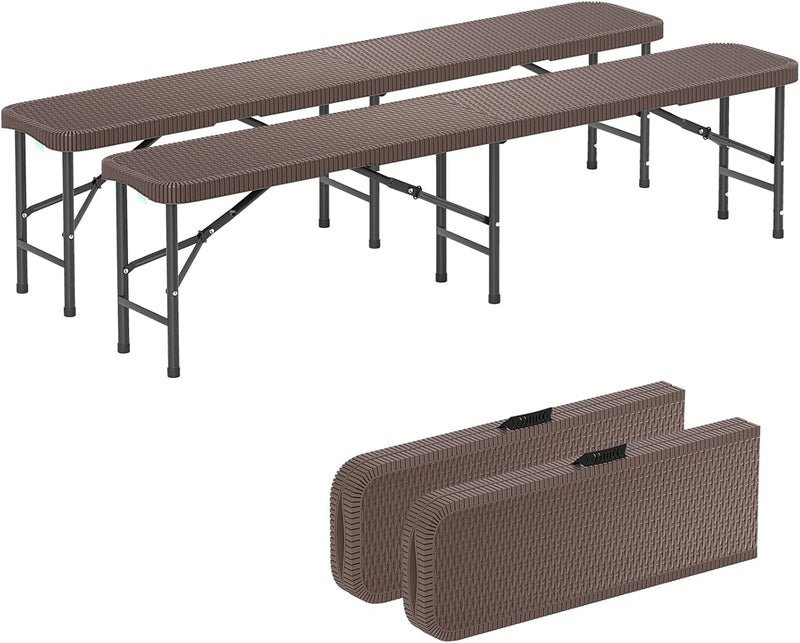 Load image into Gallery viewer, Goplus 6 Feet Plastic Folding Bench, Portable Foldable Bench Seat with 1320 LBS Capacity, for Outside Picnic Party Camping Dining Soccer Events