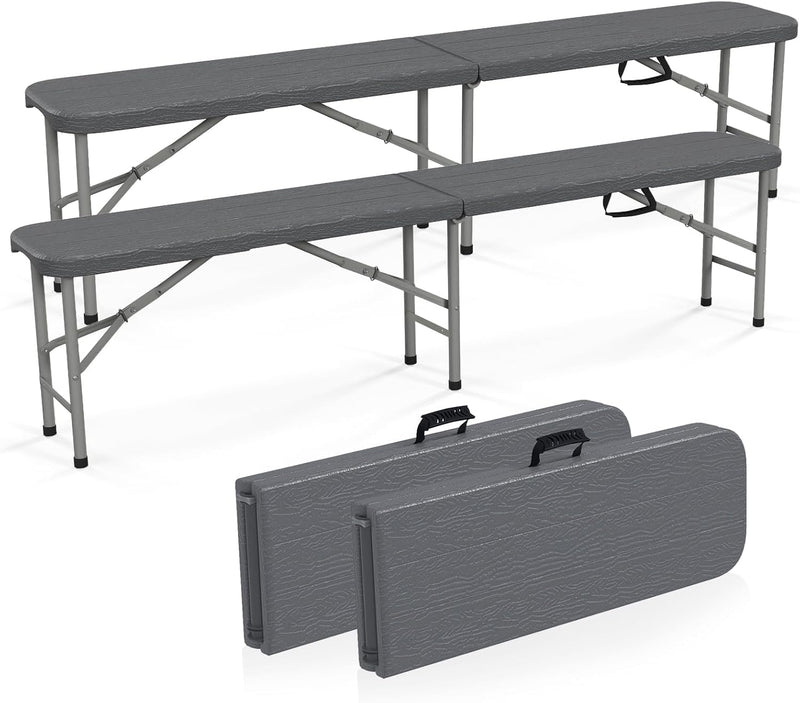 Load image into Gallery viewer, Goplus 6 Feet Plastic Folding Bench, Portable Foldable Bench Seat with 1320 LBS Capacity