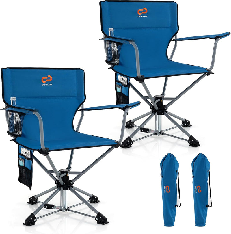 Load image into Gallery viewer, Goplus Swivel Camping Chair, Potable Hunting Chair for Adults w/Cup Holder & Carrying Bag