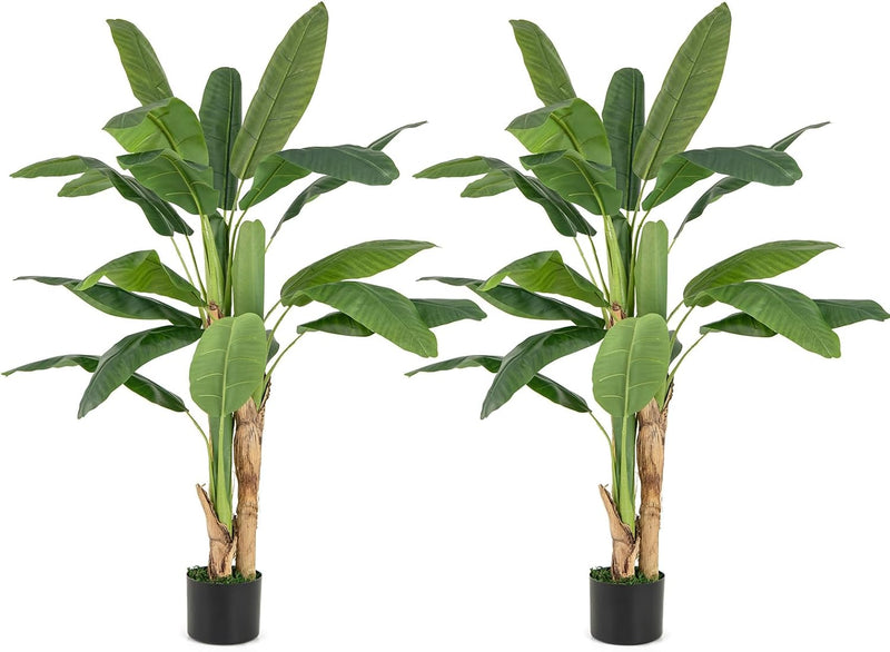 Load image into Gallery viewer, Goplus 5.3ft Tall Bird of Paradise Artificial Plant, Fake Tropical Palm Tree in Nursery Pot