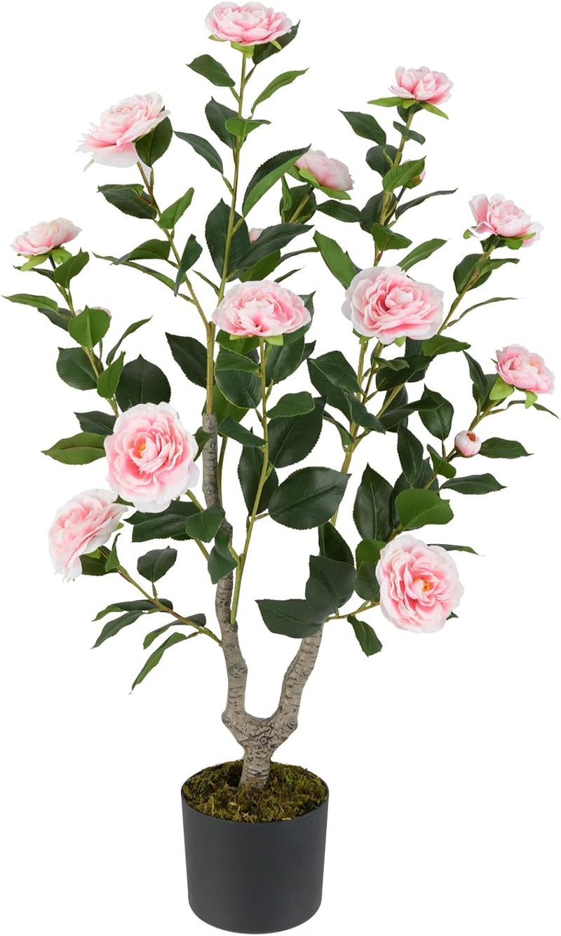Load image into Gallery viewer, Goplus 36’’ Artificial Camellia Tree Faux Floral Plant Blooming Tree in Nursery Pot