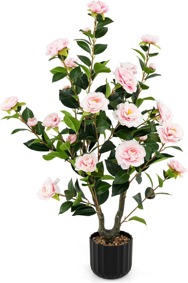 Load image into Gallery viewer, Goplus 38" Artificial Camellia Tree Flower Plants Artificial Tree