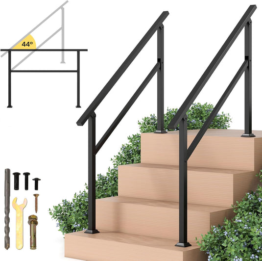 Goplus 330 LBS Staircase Safety Railing with Installation Kit Fits 0-4 Steps