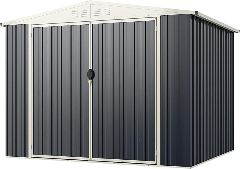 Load image into Gallery viewer, Goplus Metal Outdoor Storage Shed, Snap-on Structures for Efficient Assembly, All-Weather Color Steel Utility Storage House