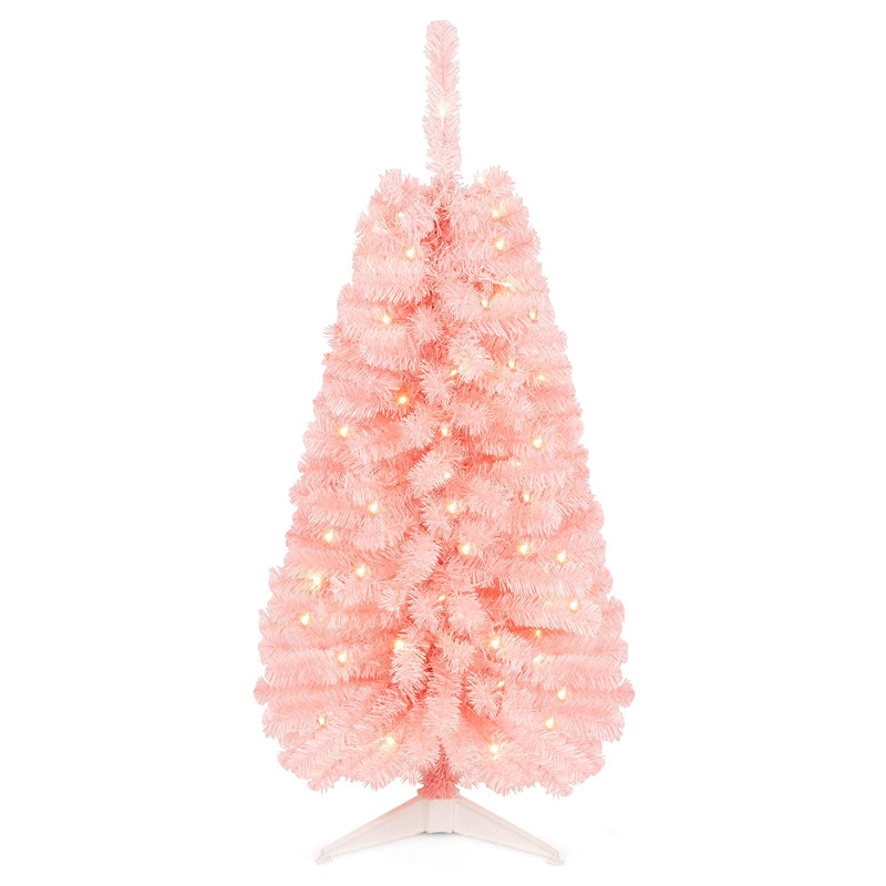 Load image into Gallery viewer, Goplus 4 ft Pre-Lit Christmas Tree with 110 Branch Tips 50 Warm White LED Lights & Auto Timer