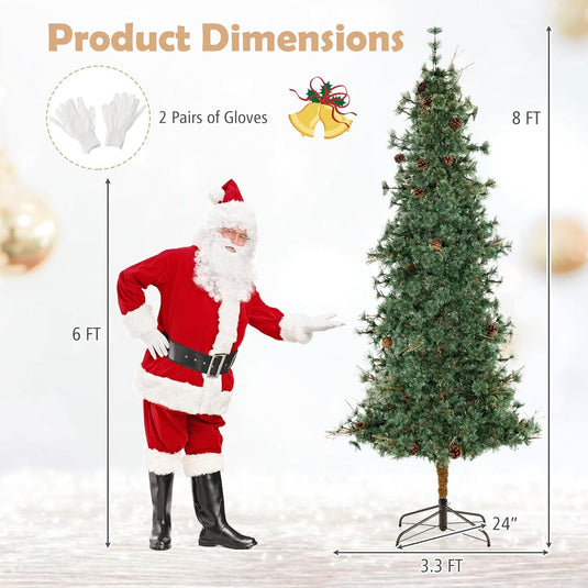 Goplus Cashmere Christmas Tree with Pine Needles LED Lights with Bulb Cover