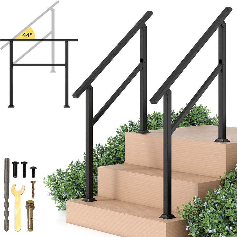 Load image into Gallery viewer, Goplus Handrail for Outdoor Steps Metal Hand Rail Fits 0-3 Steps