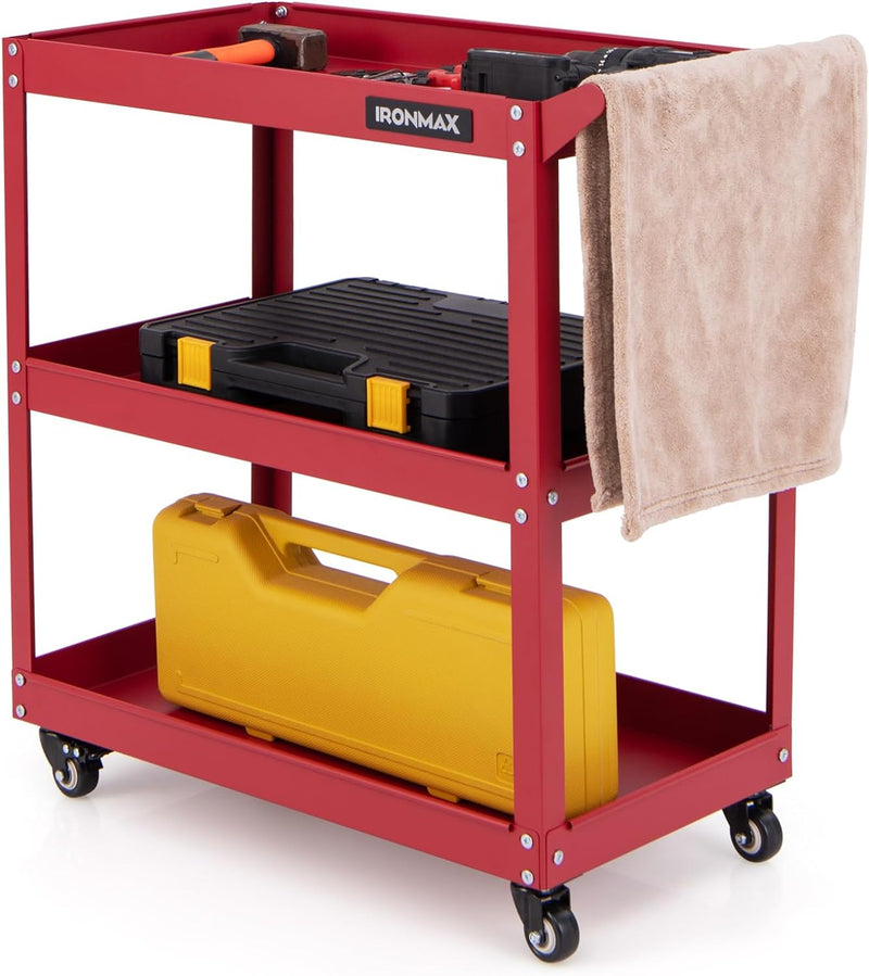 Load image into Gallery viewer, Goplus 3-Tier Utility Cart, Heavy Duty Commercial Service Tool Cart w/3 Spacious Shelves
