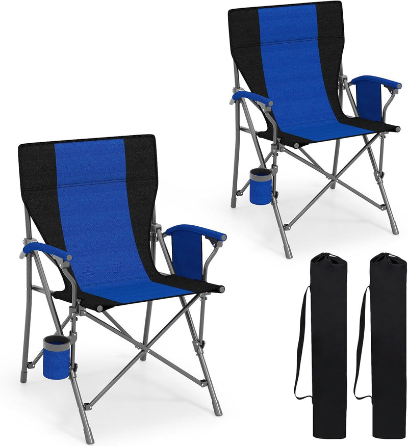 Load image into Gallery viewer, Goplus 350 LBS Portable Lawn Chair for Adults with Padded Armrests and Cup Holder