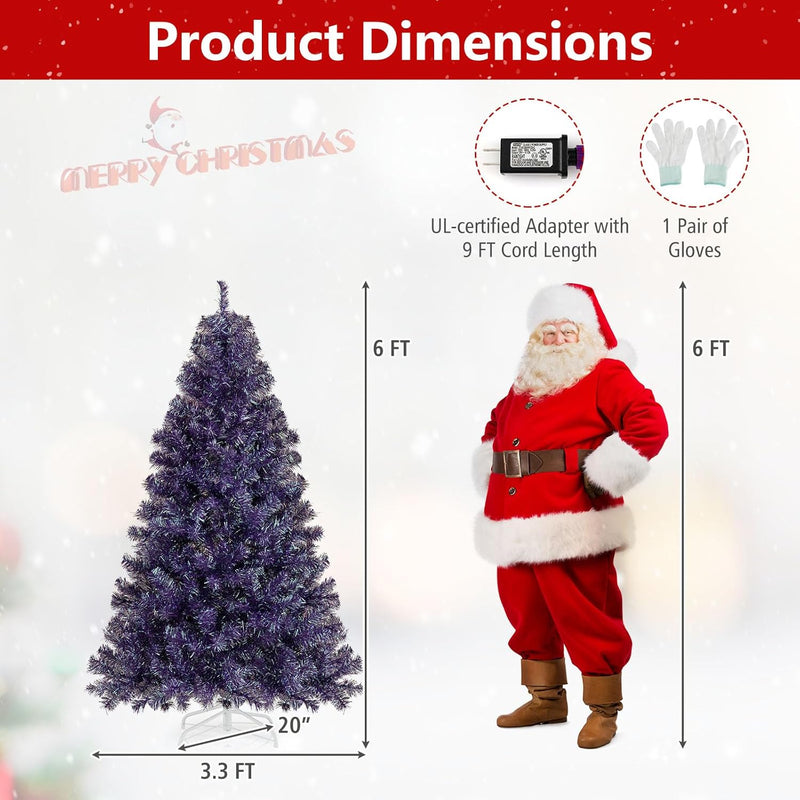 Load image into Gallery viewer, Goplus 6FT / 7.5FT Pre-Lit Tinsel Christmas Tree with Warm White LED Lights