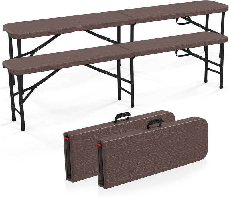 Load image into Gallery viewer, Goplus 6 Feet Plastic Folding Bench, Portable Foldable Bench Seat with 1320 LBS Capacity