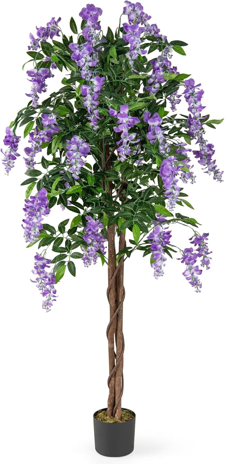 Load image into Gallery viewer, Goplus 5.5FT Faux Wisteria Tree in Nursery Pot with Blooming Flowers