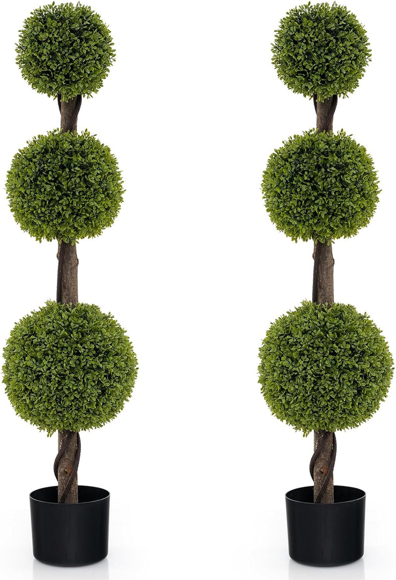 Load image into Gallery viewer, Goplus 4ft Artificial Boxwood Topiary Ball Tree, Faux Potted Plants Cypress Tree with Weighted Pot