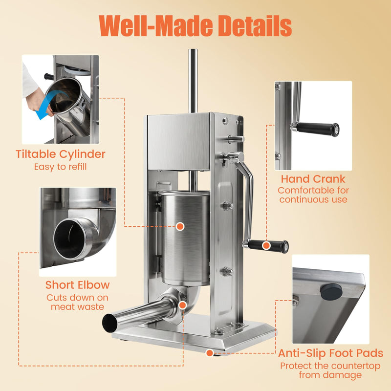 Load image into Gallery viewer, Goplus Manual Sausage Stuffer | Stainless Steel Meat Filling Machine w/2 Speeds & 4 Stuffing Tubes