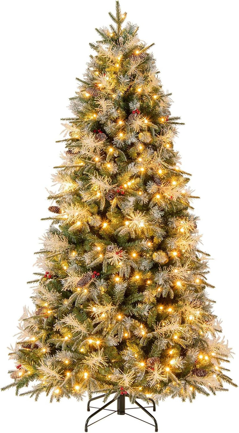 Load image into Gallery viewer, Goplus 5FT / 6FT / 7FT Pre-Lit Artificial Christmas Tree with LED Lights Pine Cones Berries