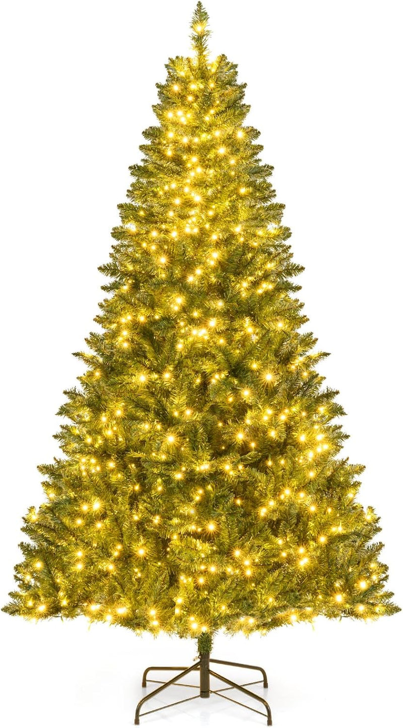 Load image into Gallery viewer, Goplus Pre-Lit Artificial Christmas Tree with 7 Lighting Modes & Folding Metal Stand