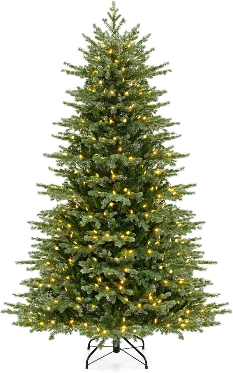 Load image into Gallery viewer, Goplus 5ft / 6ft / 7ft Pre-Lit Artificial Christmas Tree with Lush PVC & PE Tips Warm White LED Lights