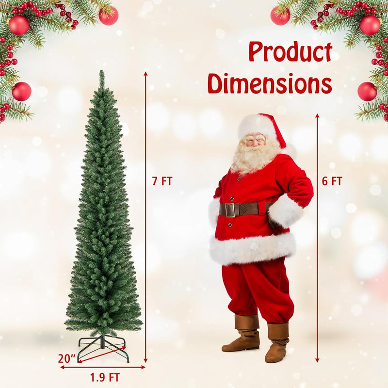 Load image into Gallery viewer, Goplus 5ft / 6ft / 7ft / 8ft Artificial Skinny Xmas Tree with Quick Shape Technology