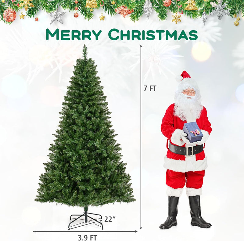 Load image into Gallery viewer, Goplus Pre-Lit Artificial Christmas Tree with 7 Lighting Modes & Folding Metal Stand
