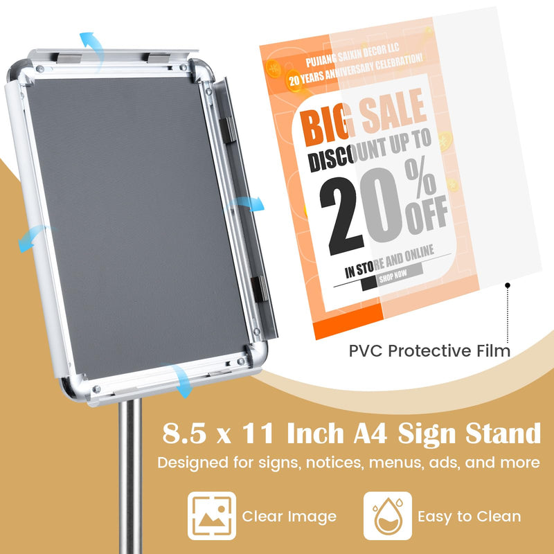 Load image into Gallery viewer, Goplus 8.5 x 11 Inch Sign Holder Stand with Snap-Open Frame & 360° Rotation