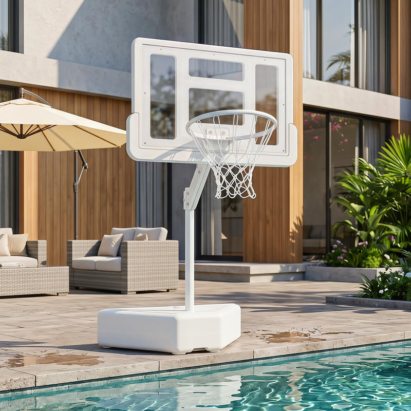 Load image into Gallery viewer, Goplus Pool Basketball Hoop w/Adjustable Height 2 Balls and Pump