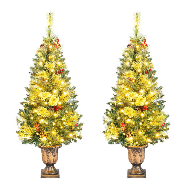 Load image into Gallery viewer, 4 FT Christmas Tree Pre-Lit Tabletop Artificial Entrance Tree with 60 Led Lights