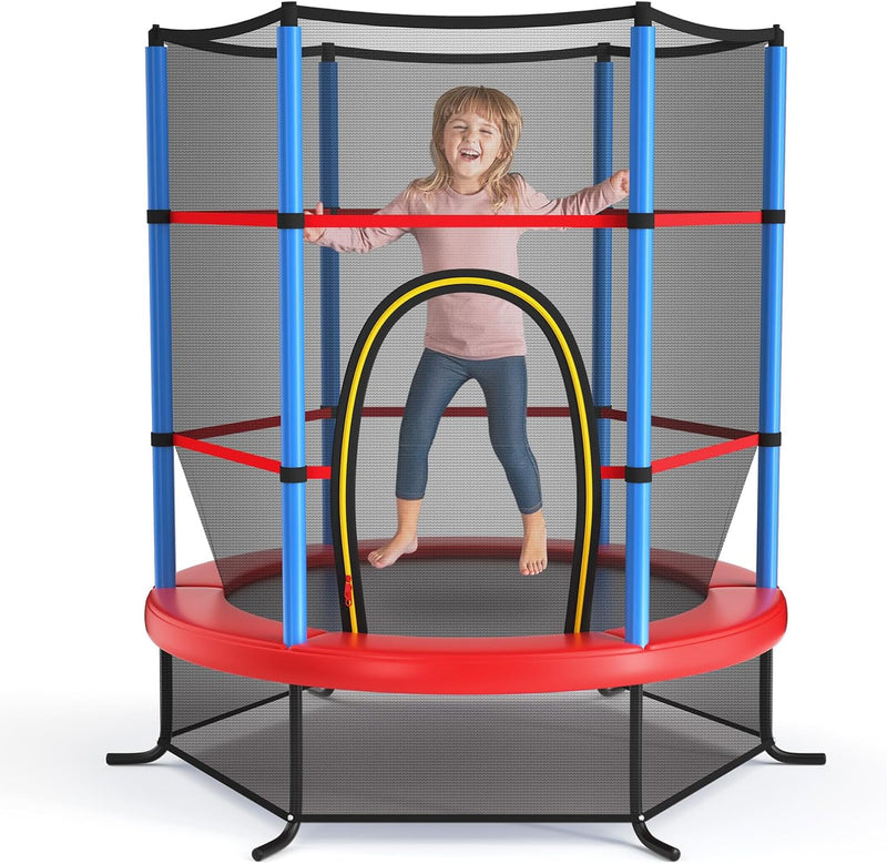 Load image into Gallery viewer, Goplus 55" Trampoline for Kids, 4.6 FT Mini Toddler Trampoline with ASTM Certified, Enclosure Net