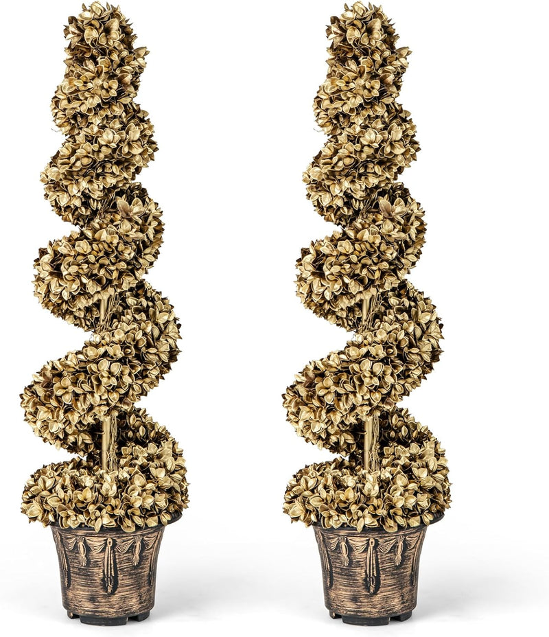 Load image into Gallery viewer, 4 Ft Artificial Boxwood Spiral Tree, Fake Greenery Plants