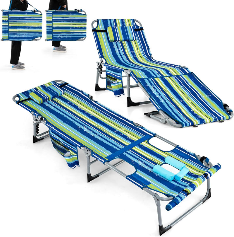 Load image into Gallery viewer, Goplus Lounge Chairs for Outside, 5-Position Tanning Chair w/Face & Arm Hole