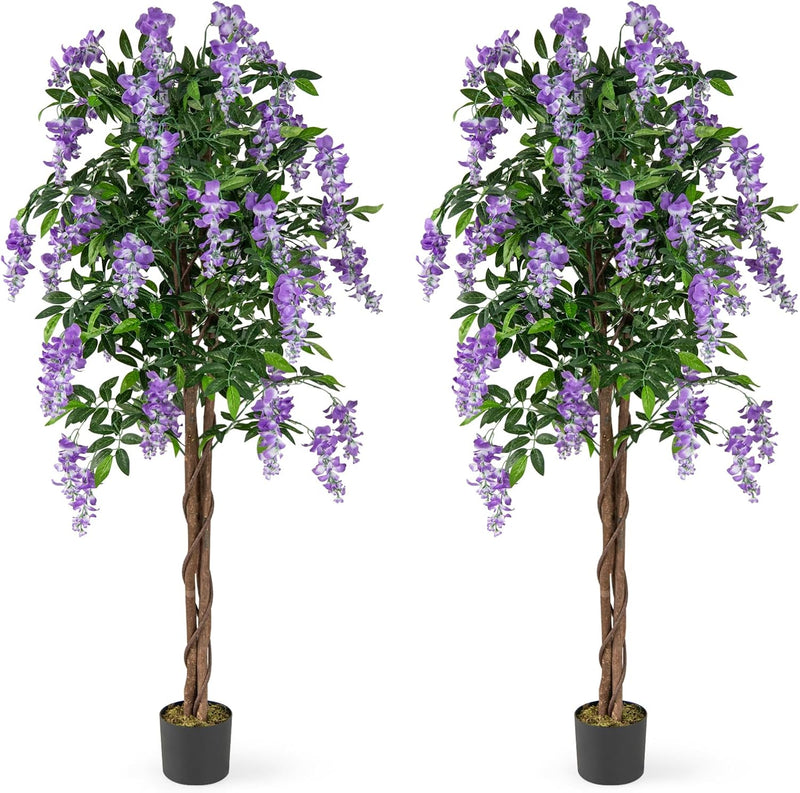 Load image into Gallery viewer, Goplus 5.5FT Faux Wisteria Tree in Nursery Pot with Blooming Flowers