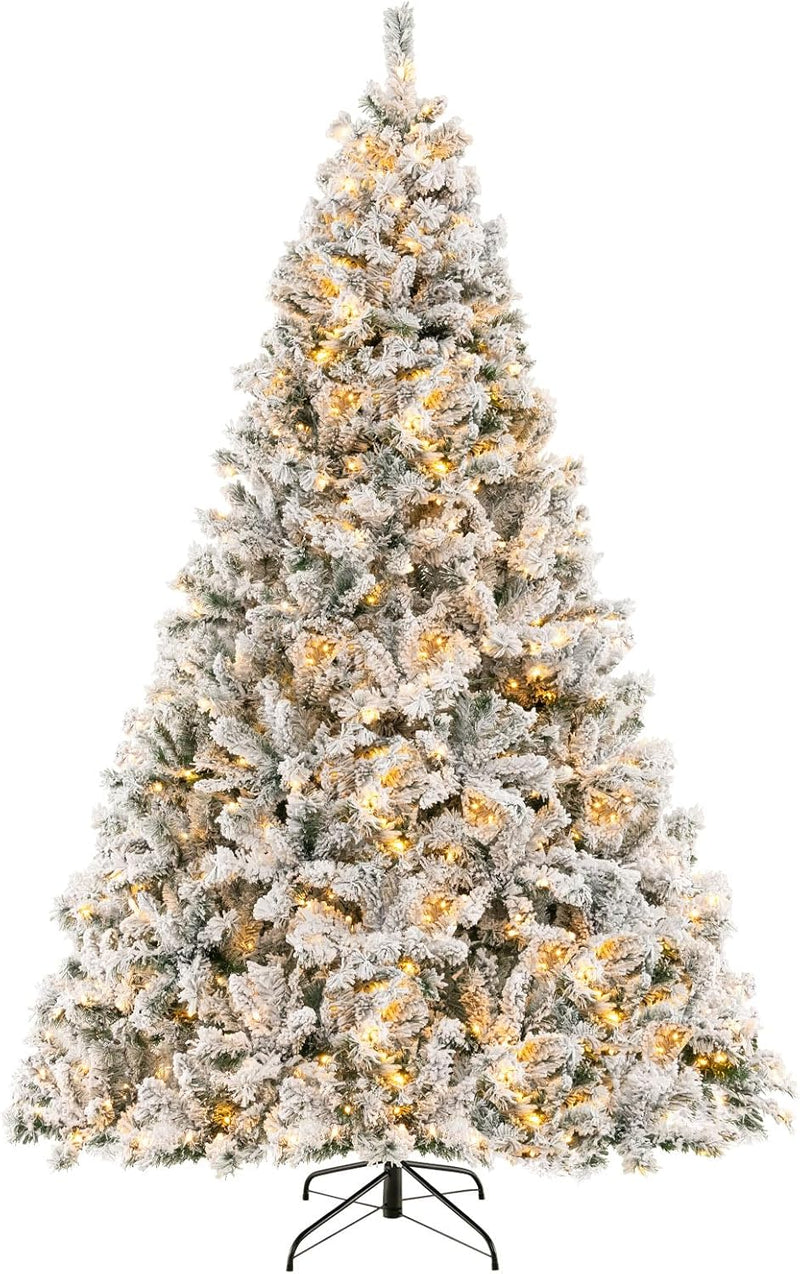 Load image into Gallery viewer, Goplus 3-Minute-Setup Pre-Lit Snow Flocked Christmas Tree Artificial Hinged Xmas Tree