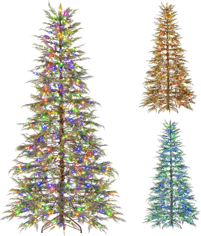 Load image into Gallery viewer, Goplus 6.5FT / 7.5FT Pre-Lit Hinged Sparse Xmas Fir Tree with Multicolored LED Lights