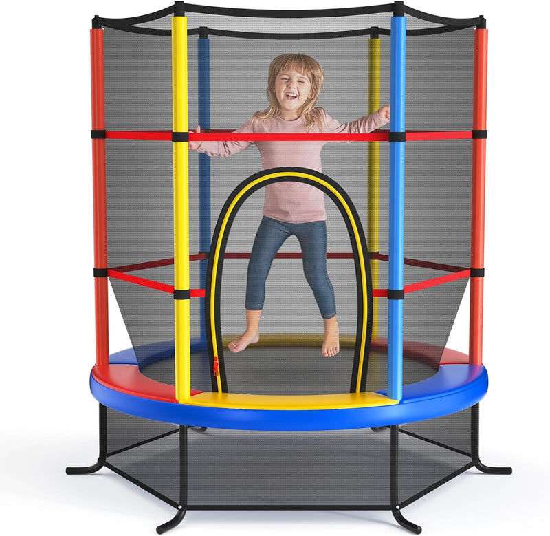 Load image into Gallery viewer, Goplus 55" Trampoline for Kids, 4.6 FT Mini Toddler Trampoline with ASTM Certified, Enclosure Net