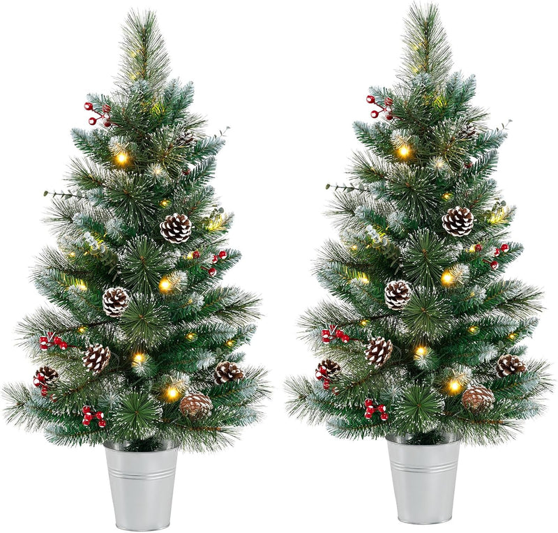 Load image into Gallery viewer, Goplus 3ft Pre-Lit Mini Tabletop Christmas Tree with 20 Warm White LED Lights, 8 Modes, Timer, 81 PVC & Pine Needles