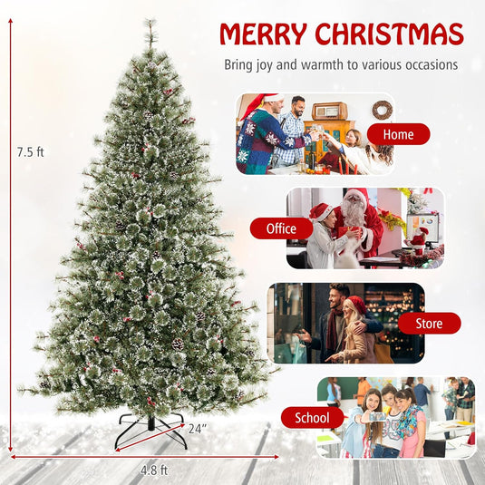 Goplus 6ft / 7.5ft / 9ft Pre-Lit Artificial Christmas Tree with 360° Quick Power Connector