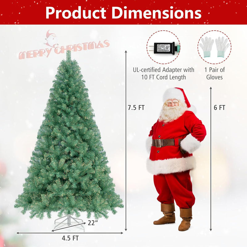 Load image into Gallery viewer, Goplus 6FT / 7.5FT Pre-Lit Tinsel Christmas Tree with Warm White LED Lights