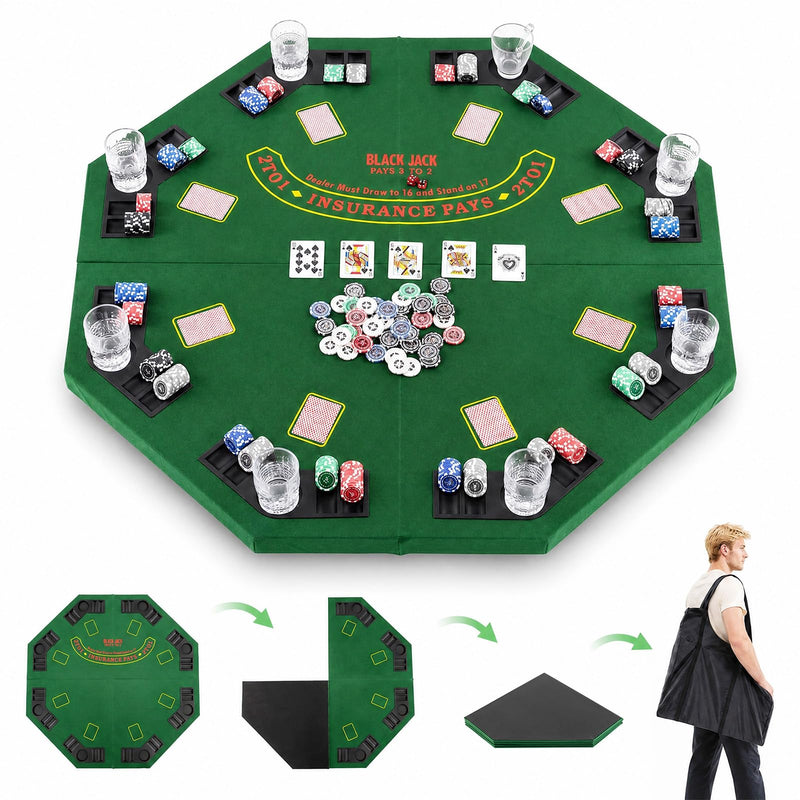 Load image into Gallery viewer, Goplus 48" Poker Table Top - 8 Player Foldable Texas Holdem Poker Table Topper