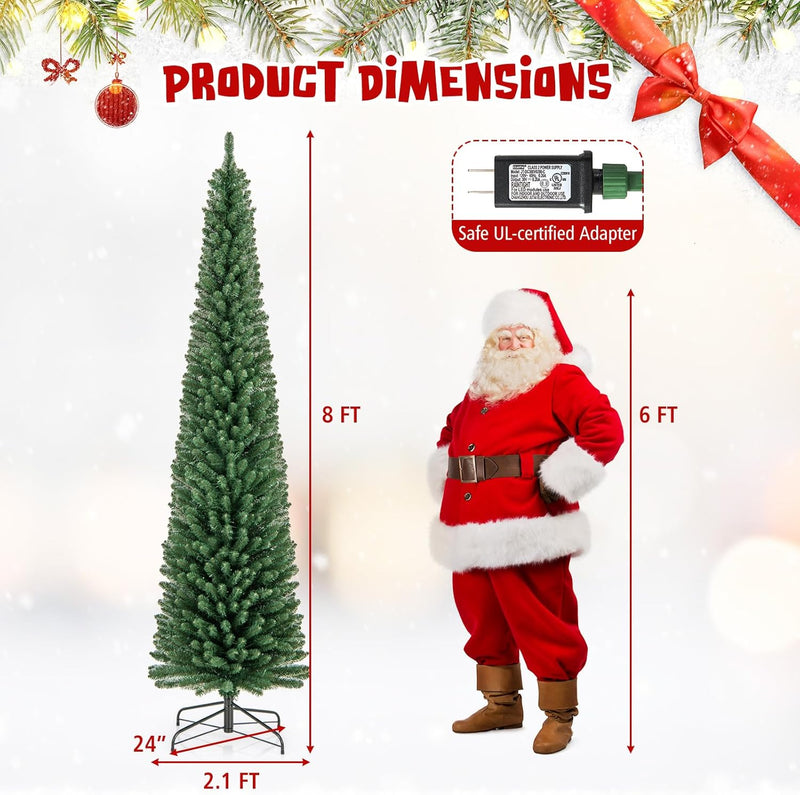 Load image into Gallery viewer, Goplus Pre-Lit Slim Pencil Christmas Tree Slender Holiday Tree for Home Office Decoration
